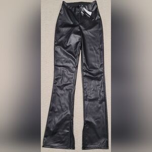 Divided H&M Vegan Pleather Faux Leather Pants 0 New Elastic Waist Pull On